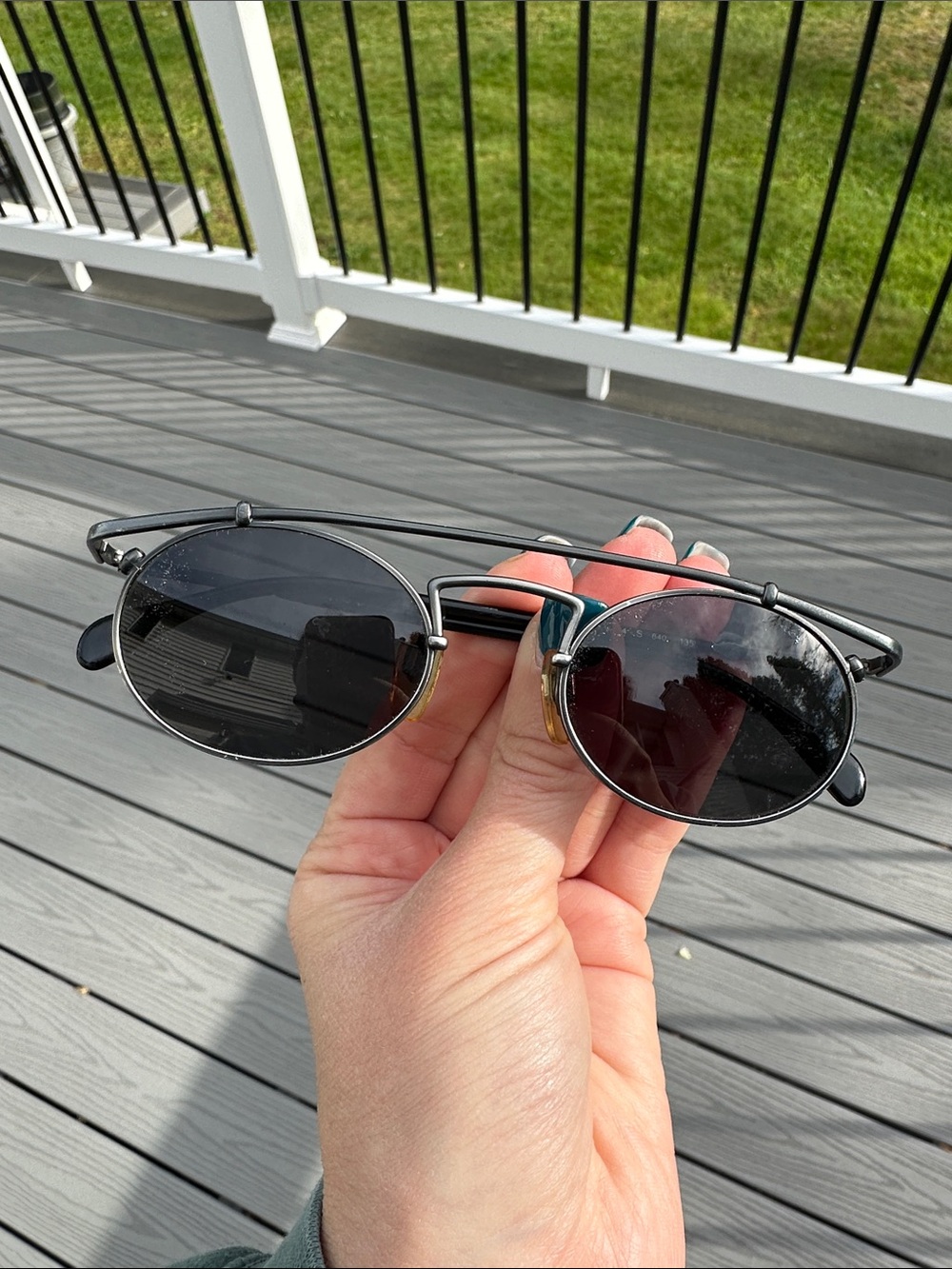 Vintage Y2K Giorgio Armani Black Round Metal Double-Bridge Sunglasses